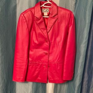Clio red genuine leather jacket